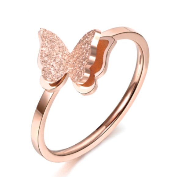 Rose Gold Tone Butterfly Ring - Picture 1 of 3